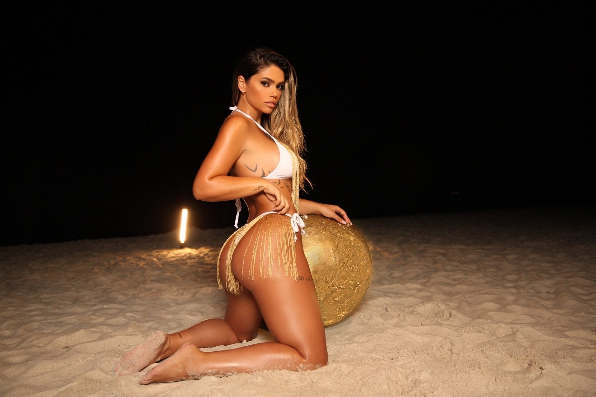 Golden Samba Girl Bikini (White) - OMG Swim