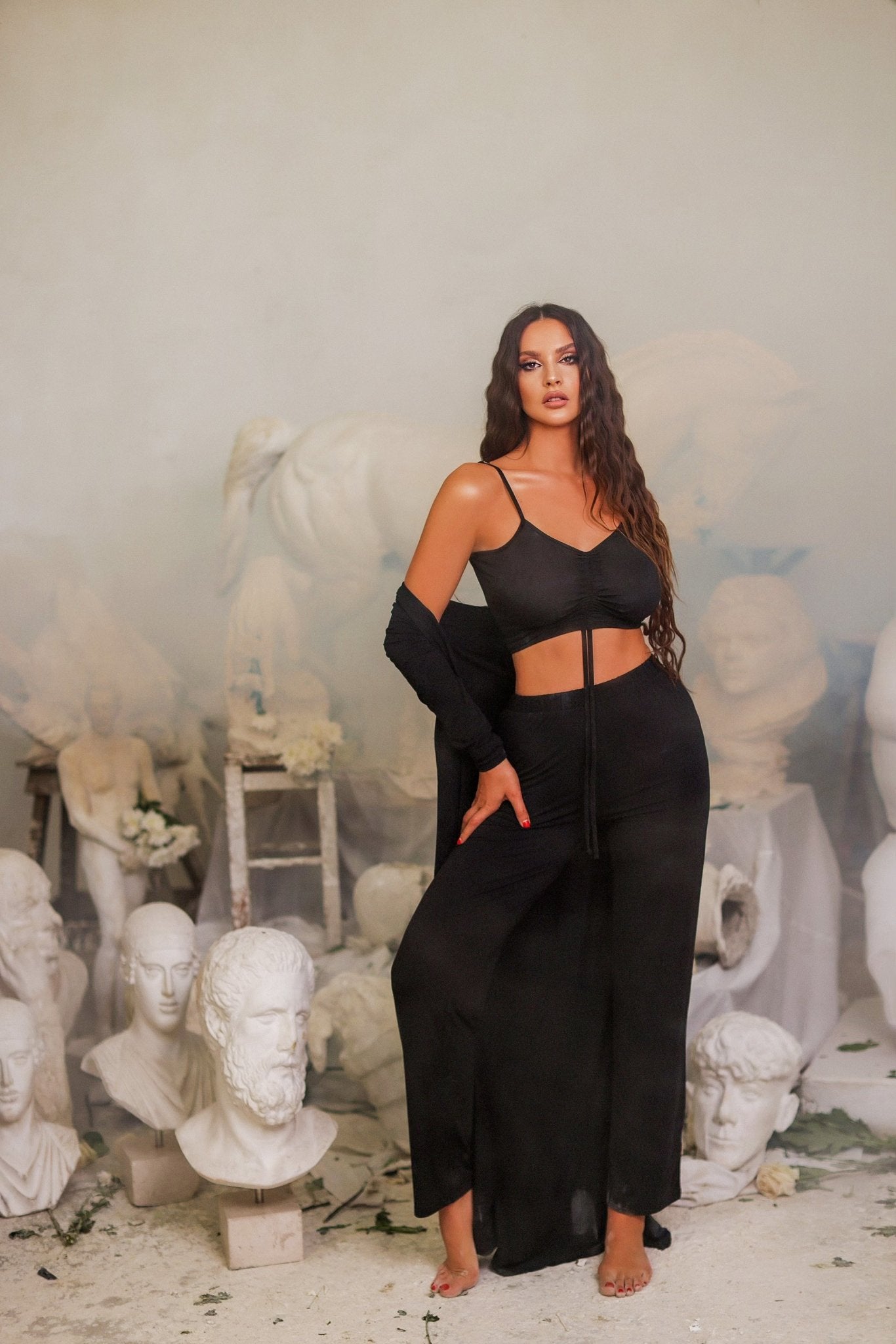 women wearing Scrunch It Up 2 Pc black Sleepwear from OMG Swim