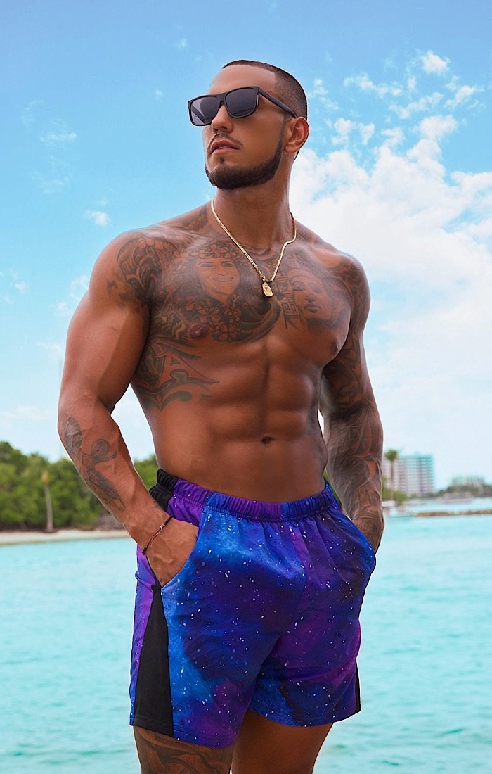 men wearing Star Island Swim Shorts at the beach - OMG Swim