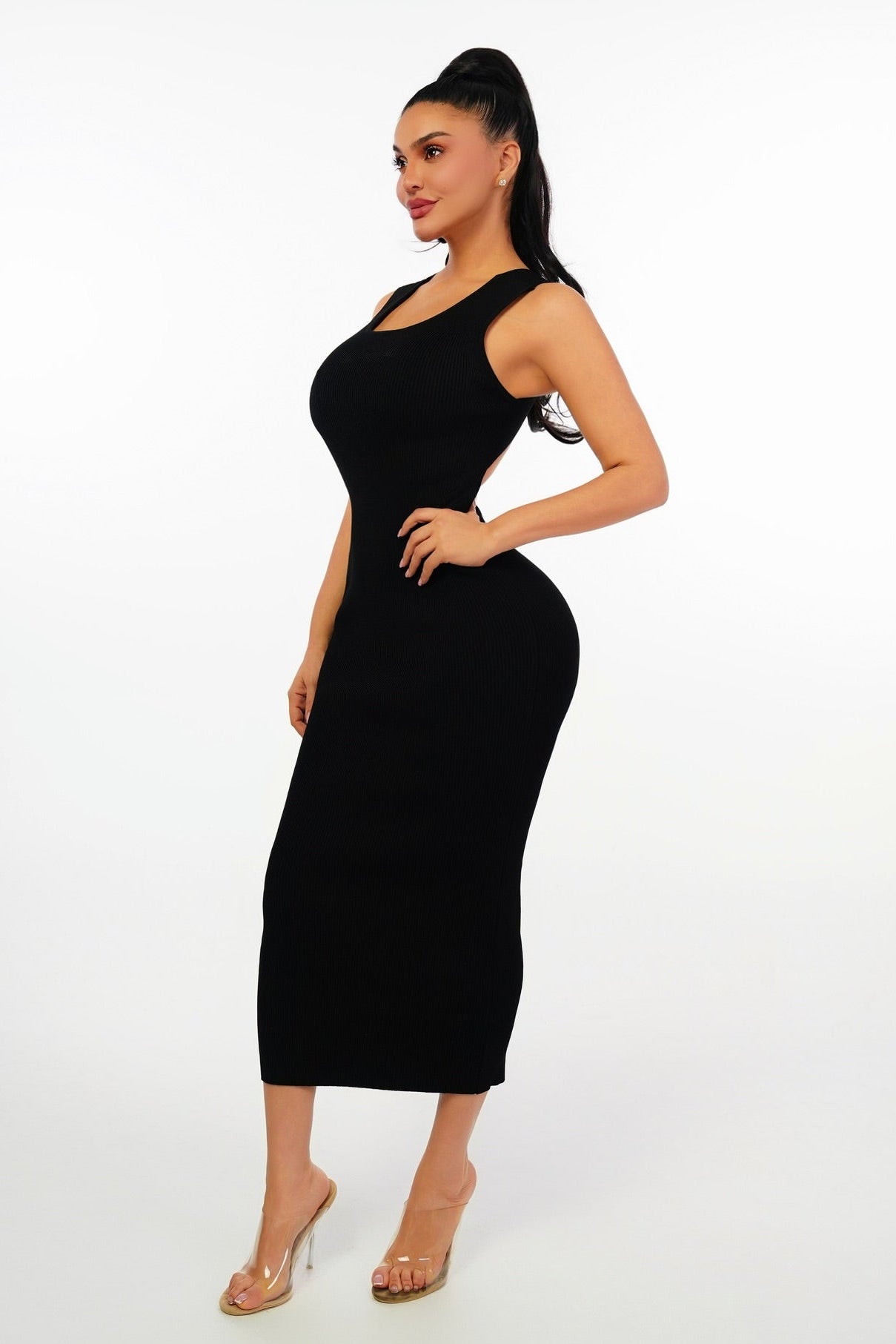 Boss babe Skin Tight Long dress (Black)