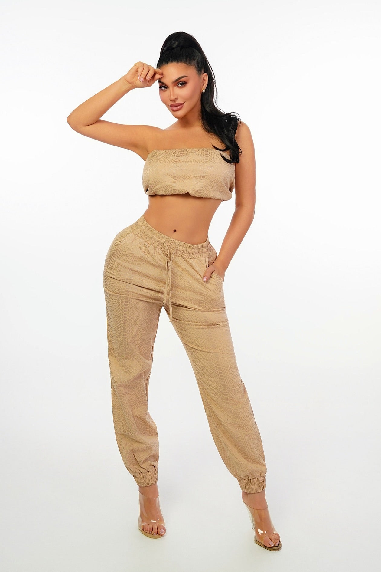 ELAMEF Jumpsuit 2 pc set - TAN