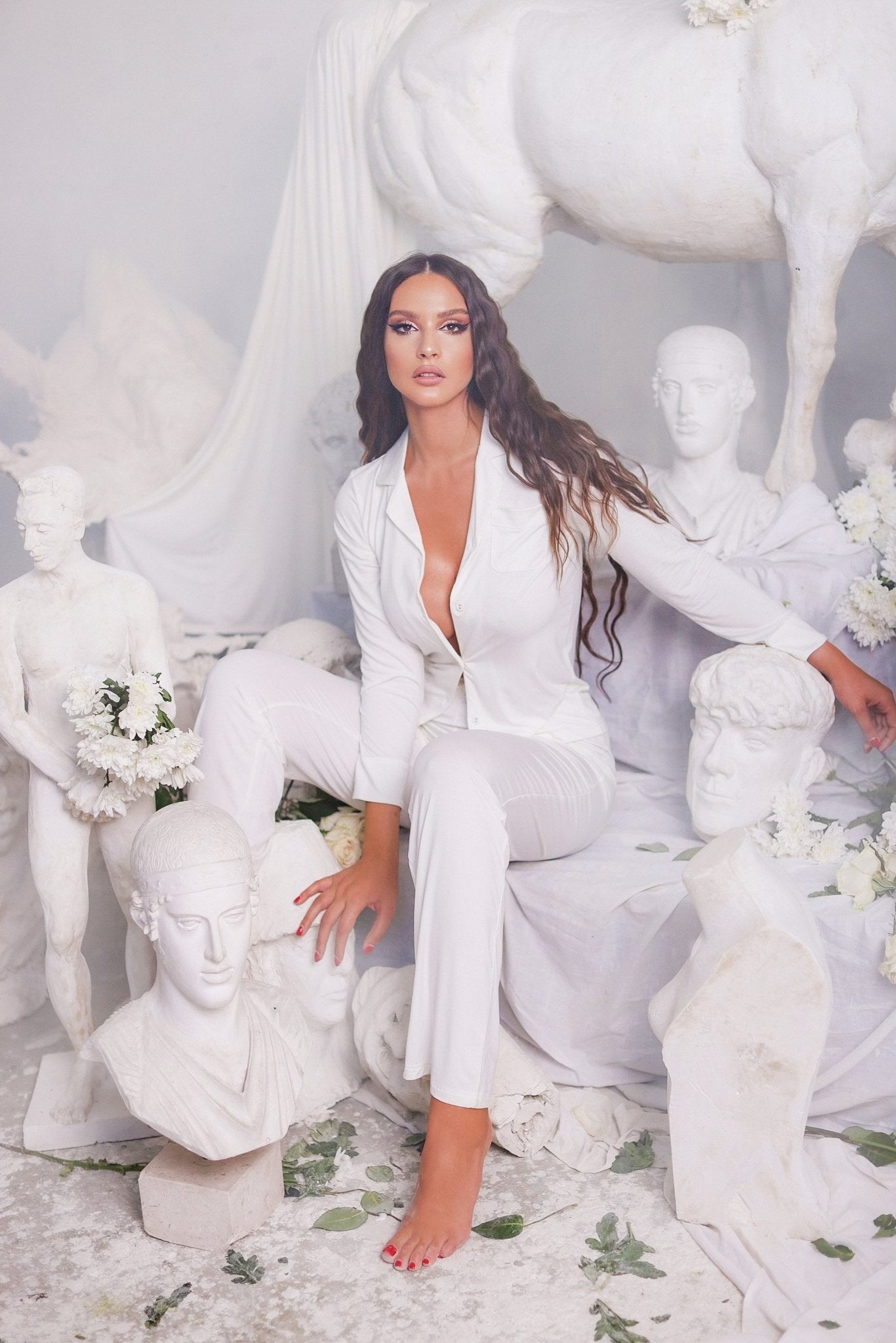 women wearing Comfy 2 Piece white Sleepwear - OMG Swim