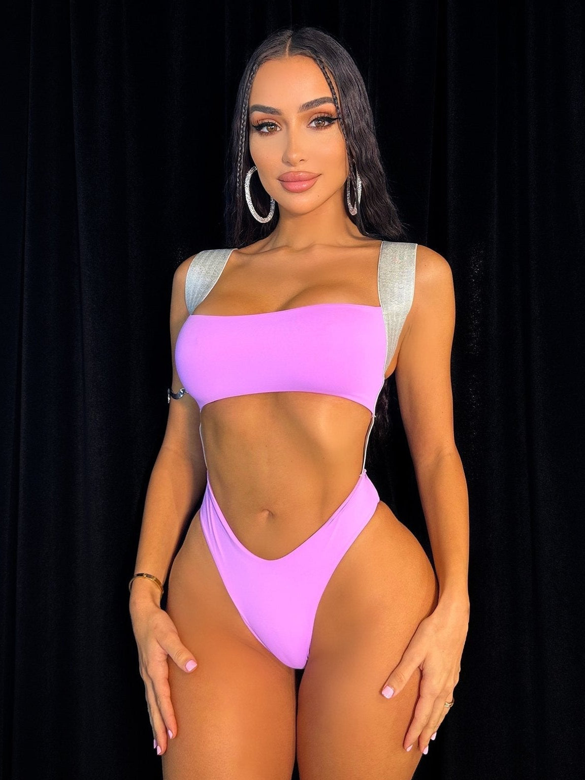 THE REMIX Brick Of Gold Monokini (Lavender) - OMG Swim